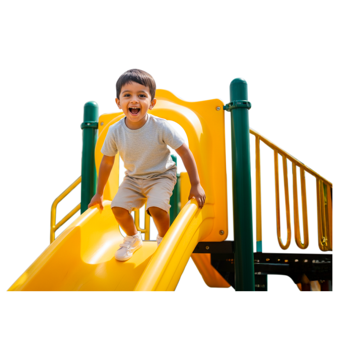 Happy kid on slide